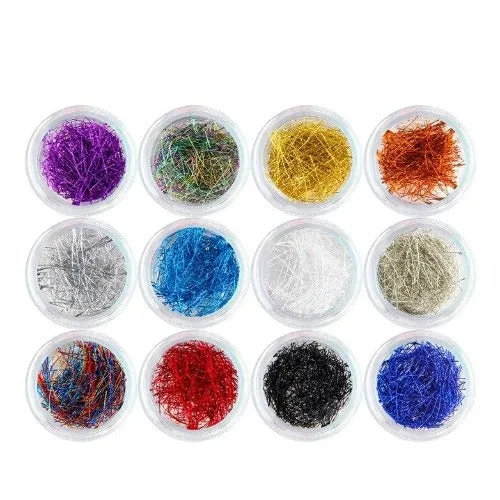 12 Colors Metal Nail Art Glitter Line