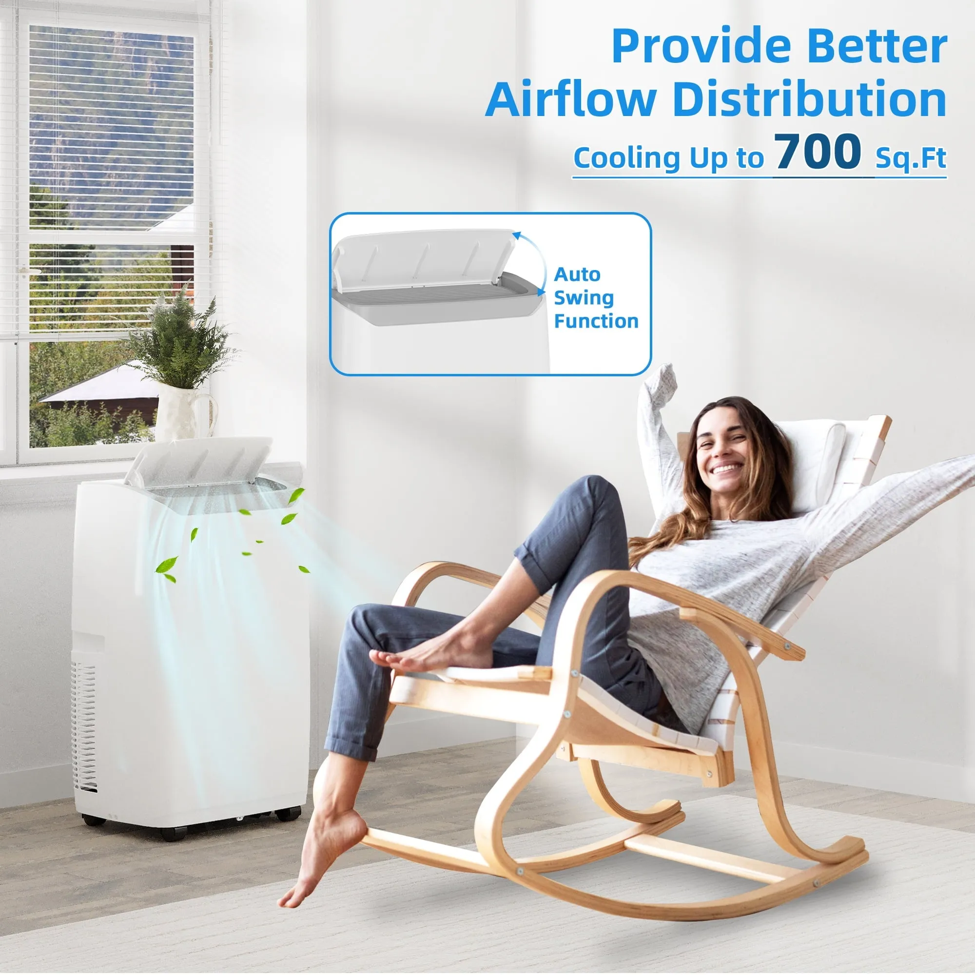 14,000 BTU Portable Air Conditioner, 3-in-1 Cooling AC Unit for Rooms Up to 700 Sq.Ft with Dehumidifier and Fan Mode