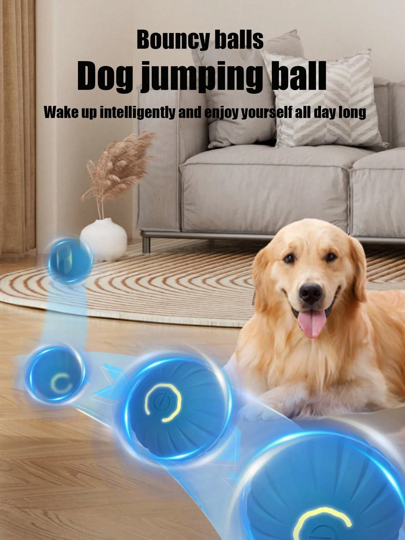 1pc Pet Gravity Jumping Ball, Intelligent Rechargeable Dog Toy Ball, Interactive Rolling Ball Toy For Cats And Dogs.