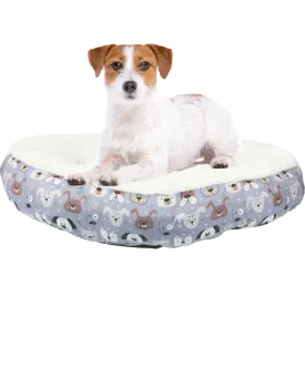 21.5" Round Pet Bed - Pet Faces - Grey