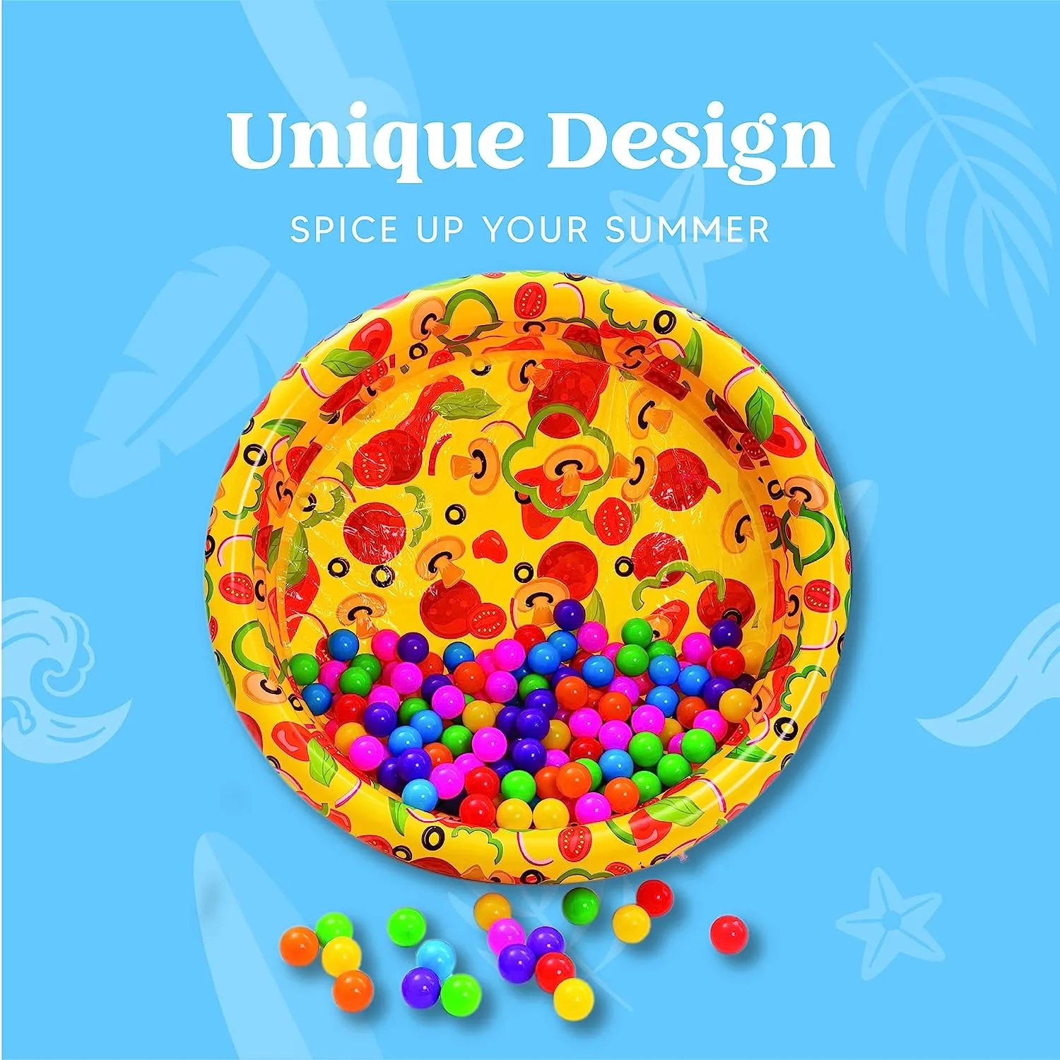 3-Pack Inflatable Kiddie Swimming Pools with Watermelon, Donut, and Pizza Designs