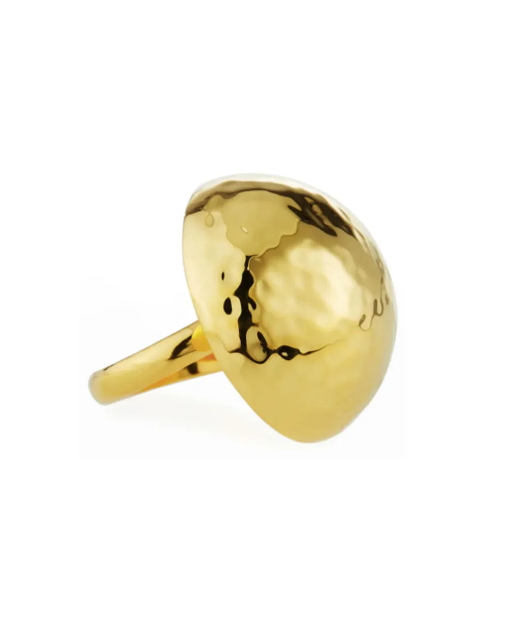 Adjustable Half Dome Hammered Gold Ring