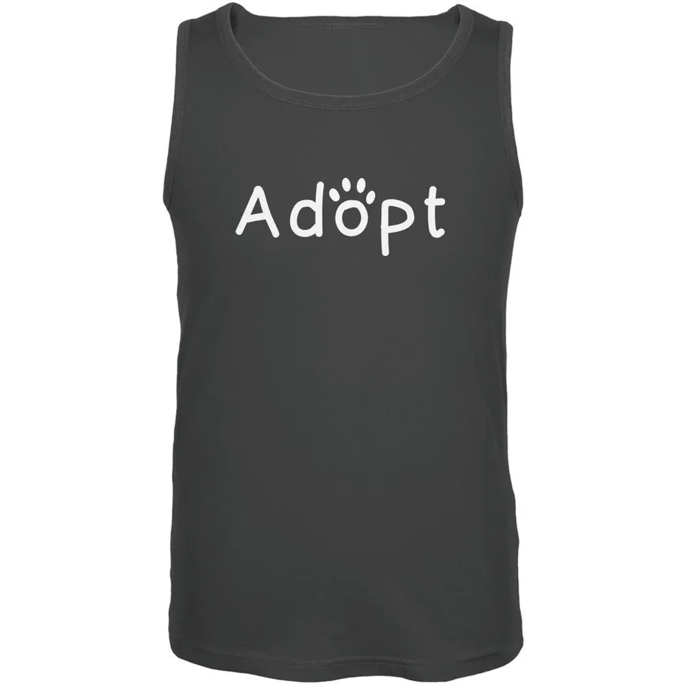 Adopt Cat Dog Paw Charcoal Grey Adult Tank Top