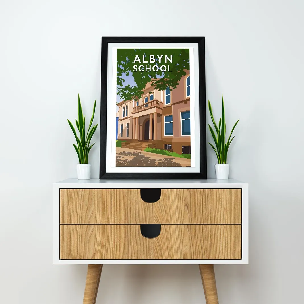 Albyn School - Stunning Hand-Drawn Vintage Travel Style Wall Art Poster