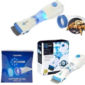 Anti Lice V-Comb - White  and  Blue