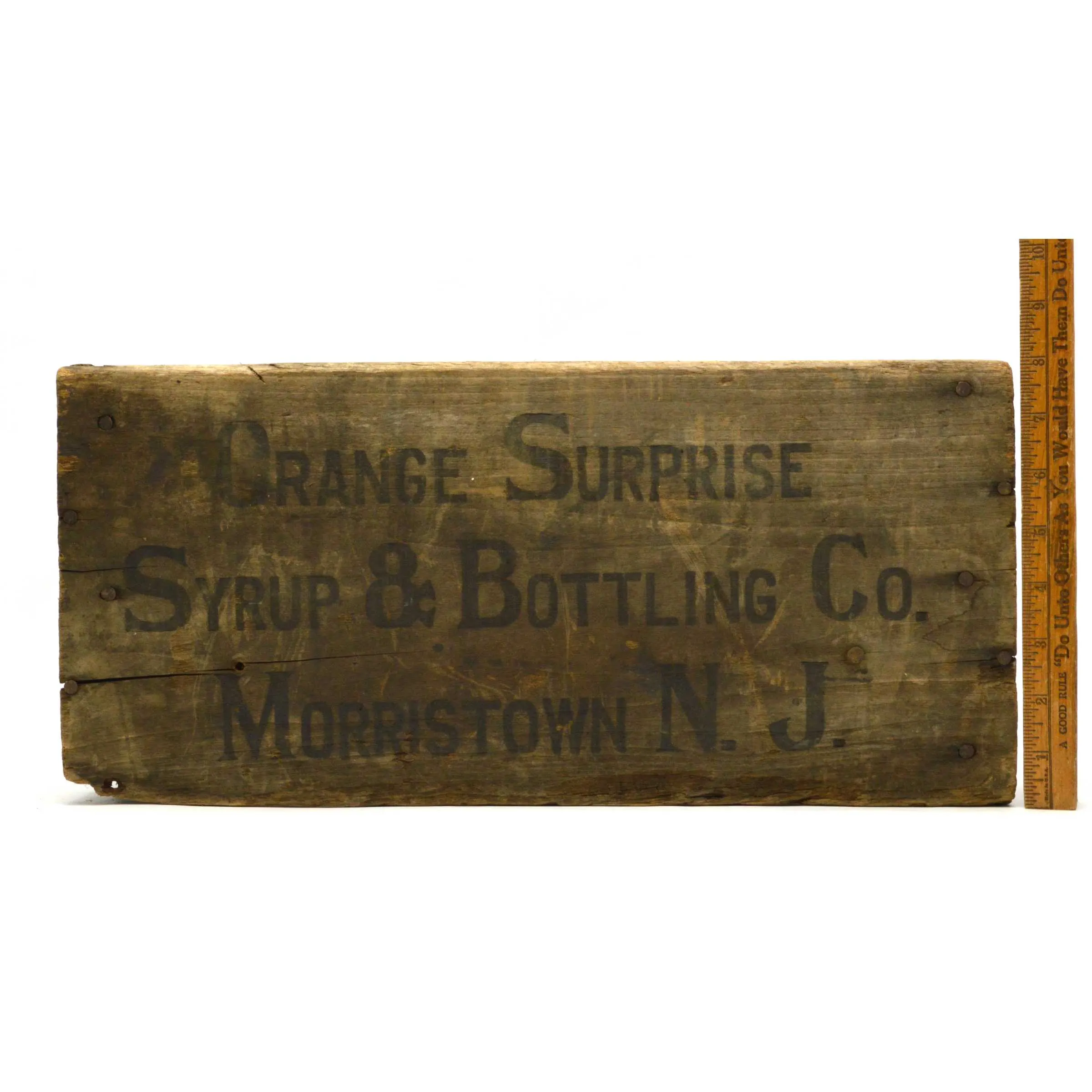 Antique SODA CRATE Rare "ORANGE SURPRISE SYRUP & BOTTLING CO" Box MORRISTOWN, NJ