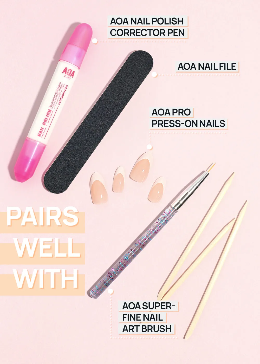 AOA Double-Sided Cuticle Pusher Sticks