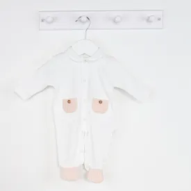 Baby Gi Girls Nest Cream/Pink Sleepsuit