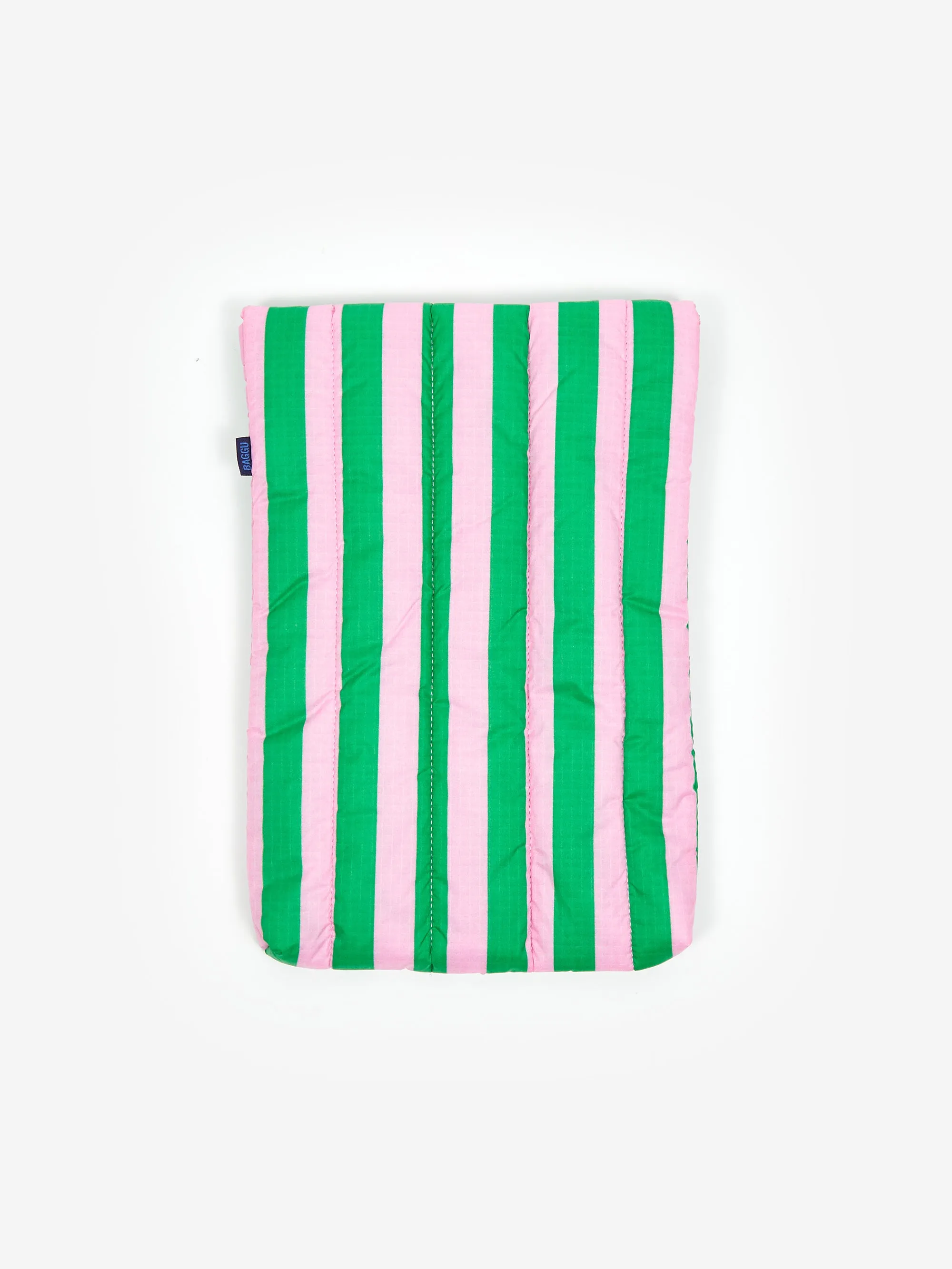 BAGGU Puffy Laptop Sleeve 13"/14" - Pink Green Awning Stripe