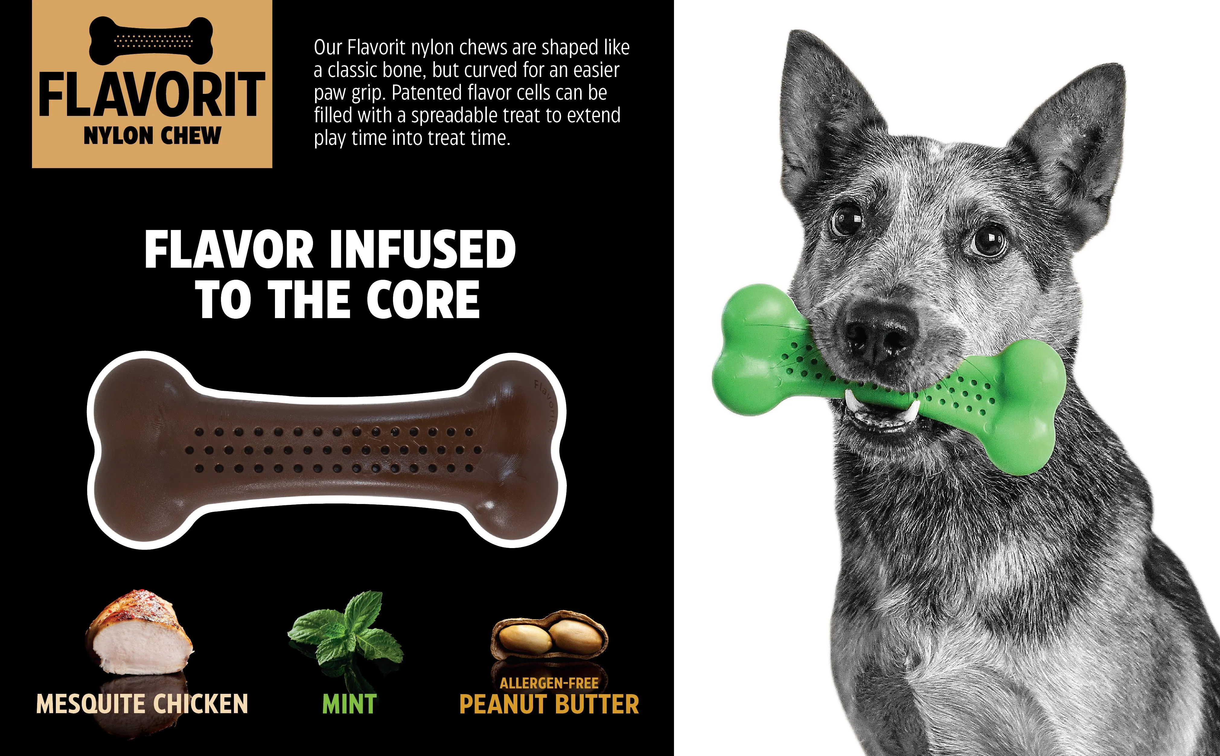 BarkBone Natural Instincts Mesquite Chicken Flavorit Nylon Dog Chew