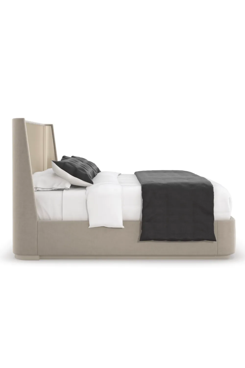 Beige Suede Platform Bed | Caracole Da Vita