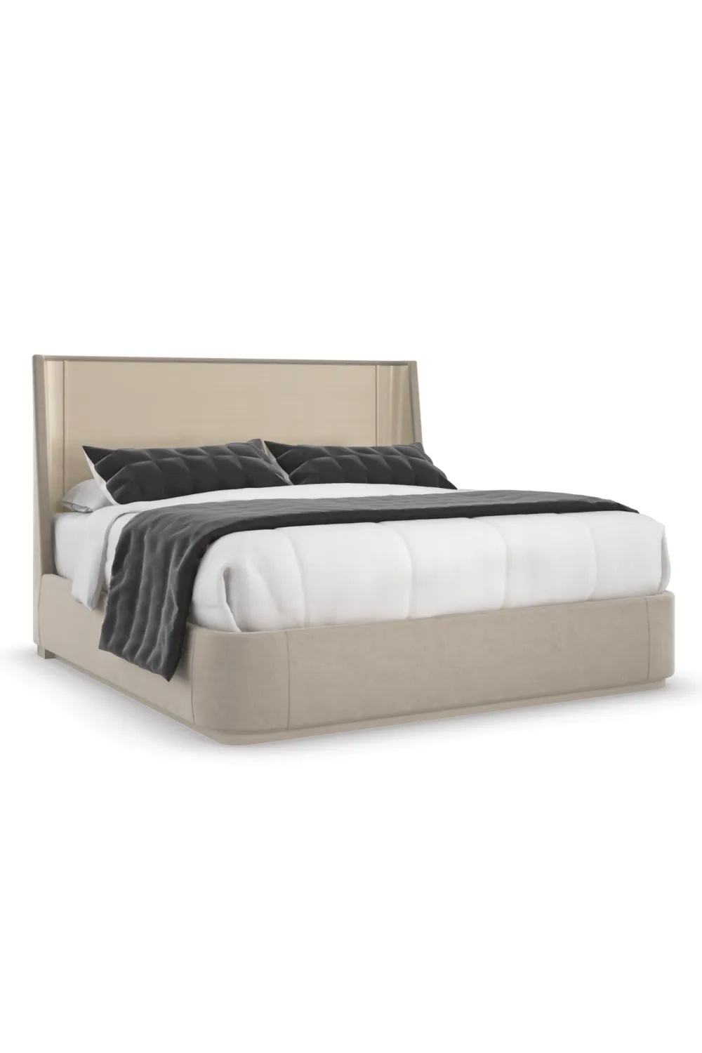 Beige Suede Platform Bed | Caracole Da Vita