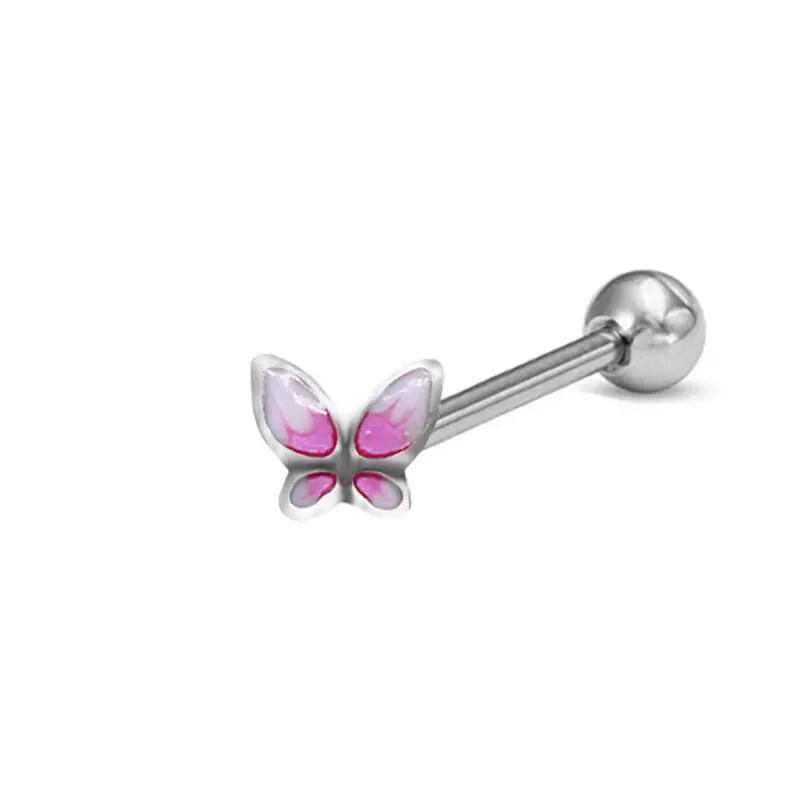 Butterfly Heart Shaped Stainless Steel Tongue Ring