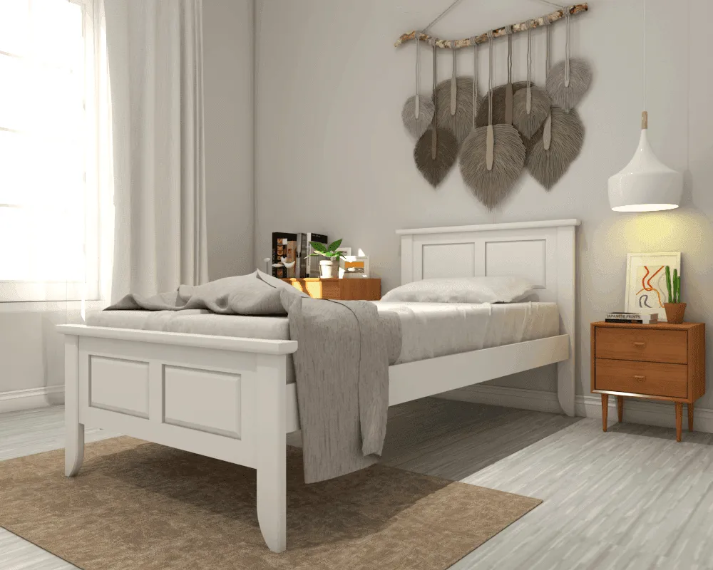 Carleton White Wooden Bed