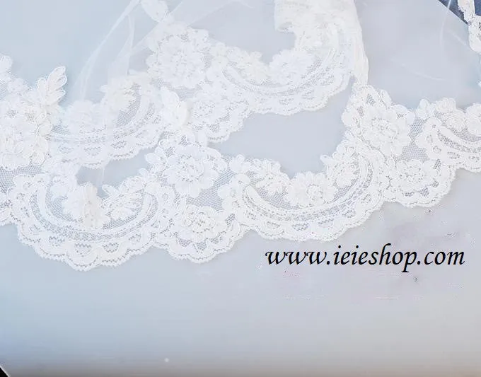 Cathedral Length Lace Mantilla Wedding Bridal Veil | VG1002