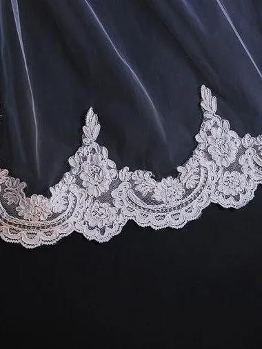 Cathedral Length Lace Mantilla Wedding Bridal Veil | VG1002