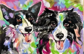 Charlie and penny  - pet portrait 60x90 cm