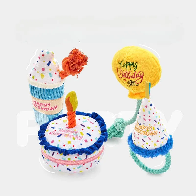 Cheerhunting Petkin Birthday Party Themed Hat-Dog Toy