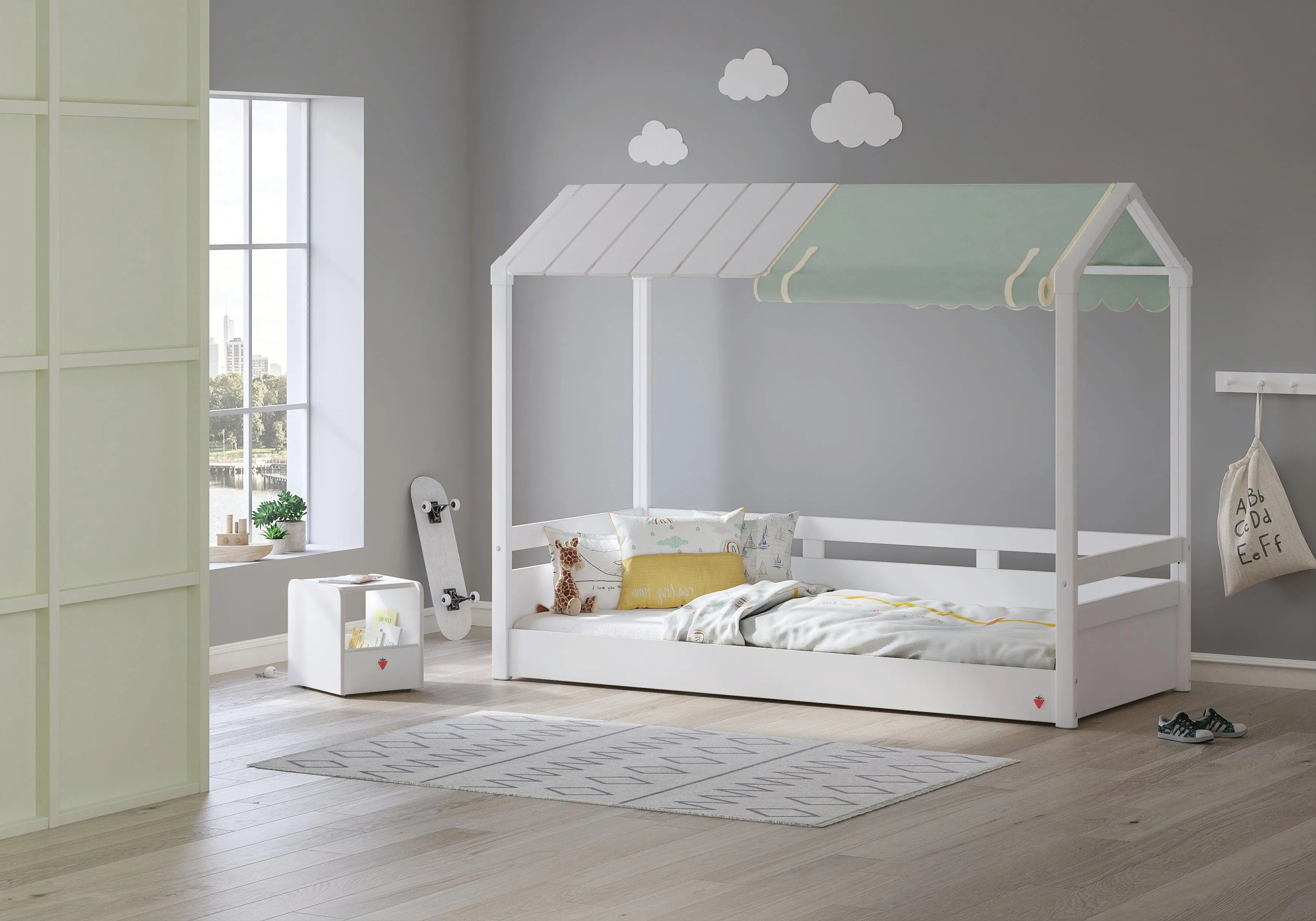 Cilek Montes White Roof Bed (90x200 Cm) - Dual Height