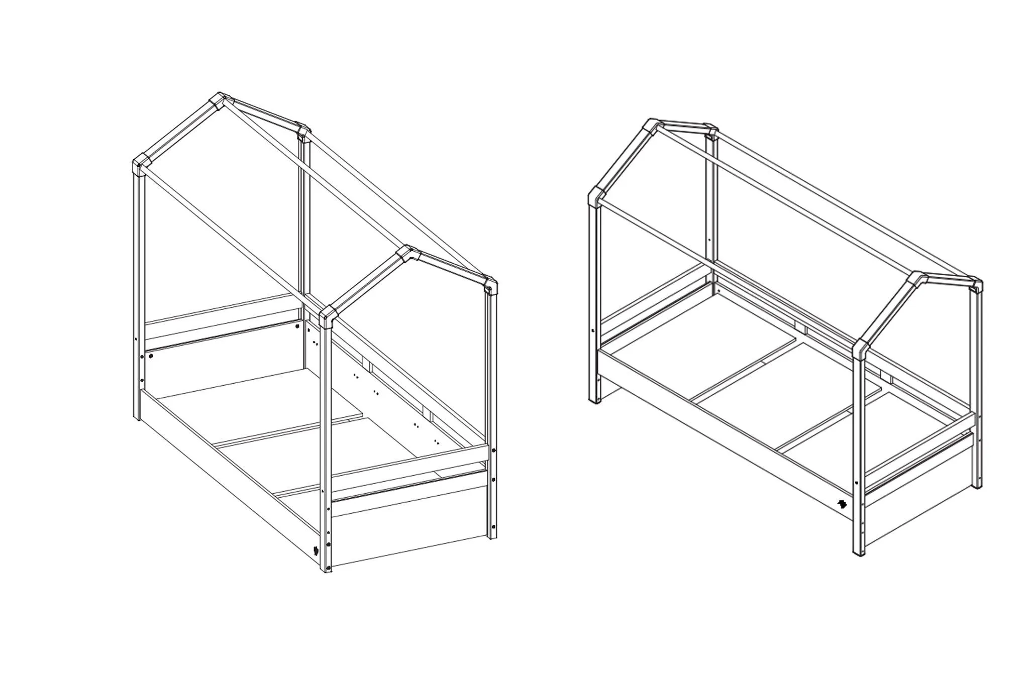 Cilek Montes White Roof Bed (90x200 Cm) - Dual Height