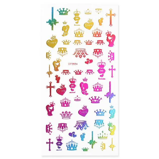 Coloured Butterfly/Heart/Crown Nail Art Stickers