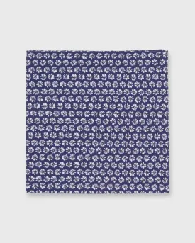 Cotton Print Pocket Square in Navy Daisy