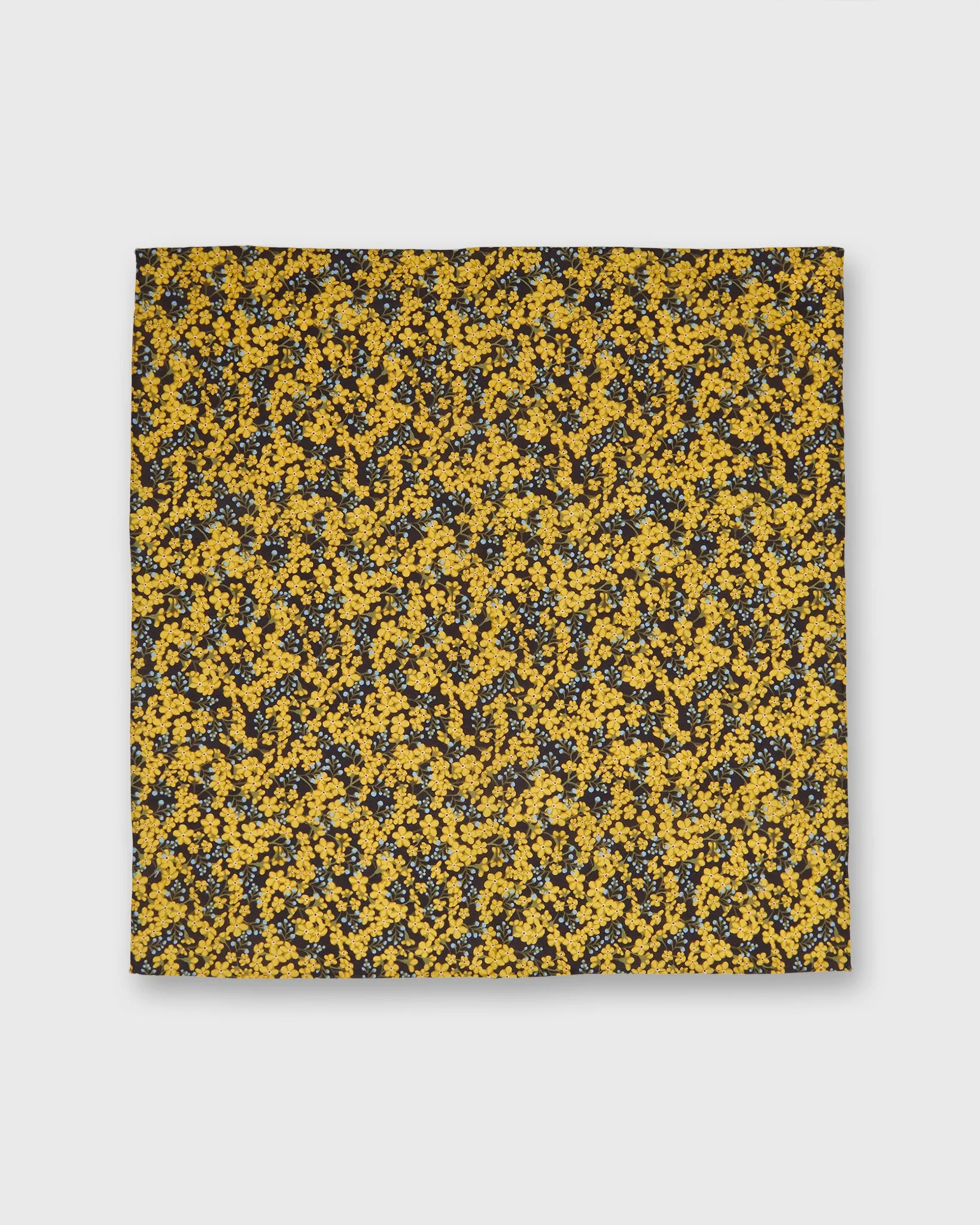 Cotton Print Pocket Square in Yellow/Blue/Brown Star Anise Liberty Fabric