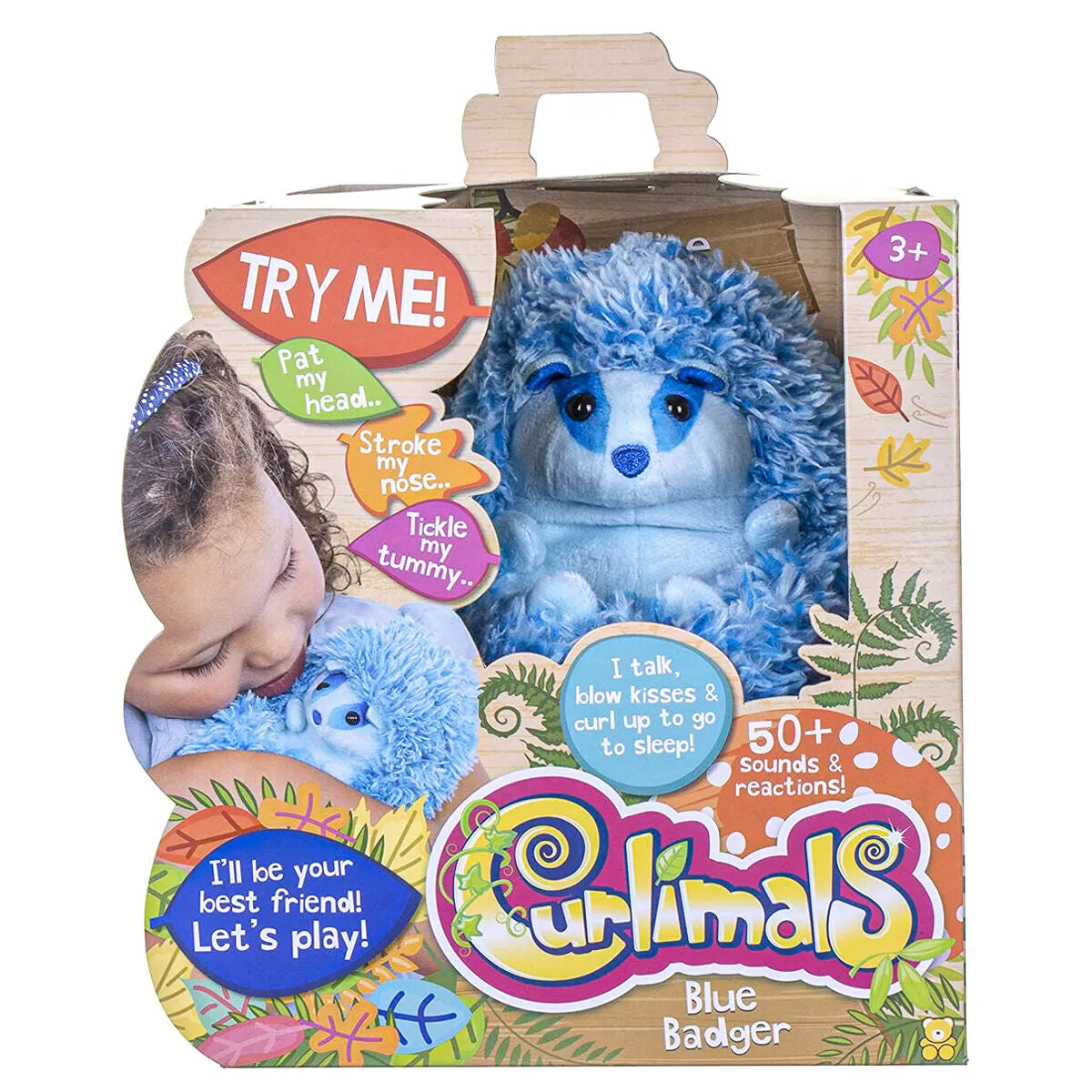 Curlimals Blue Badger Interactive Pet