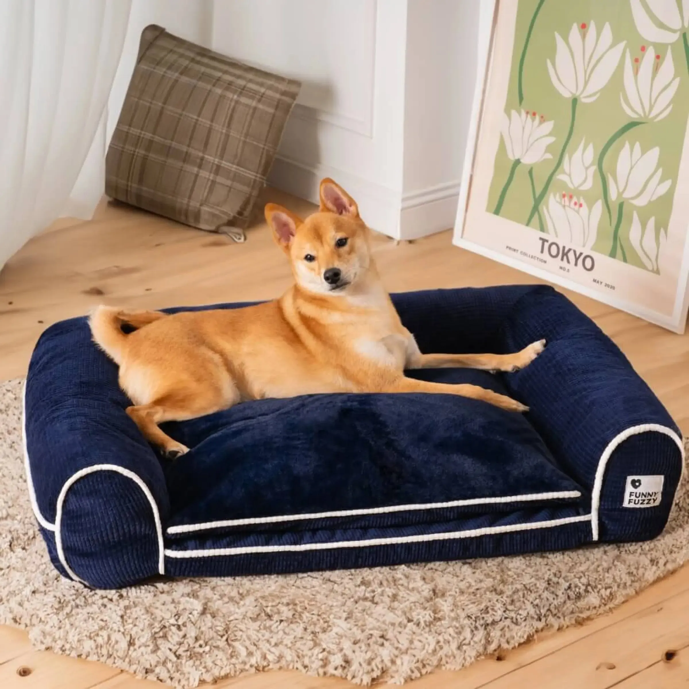 Deluxe flannel double-layer orthopedic dog sofa bed