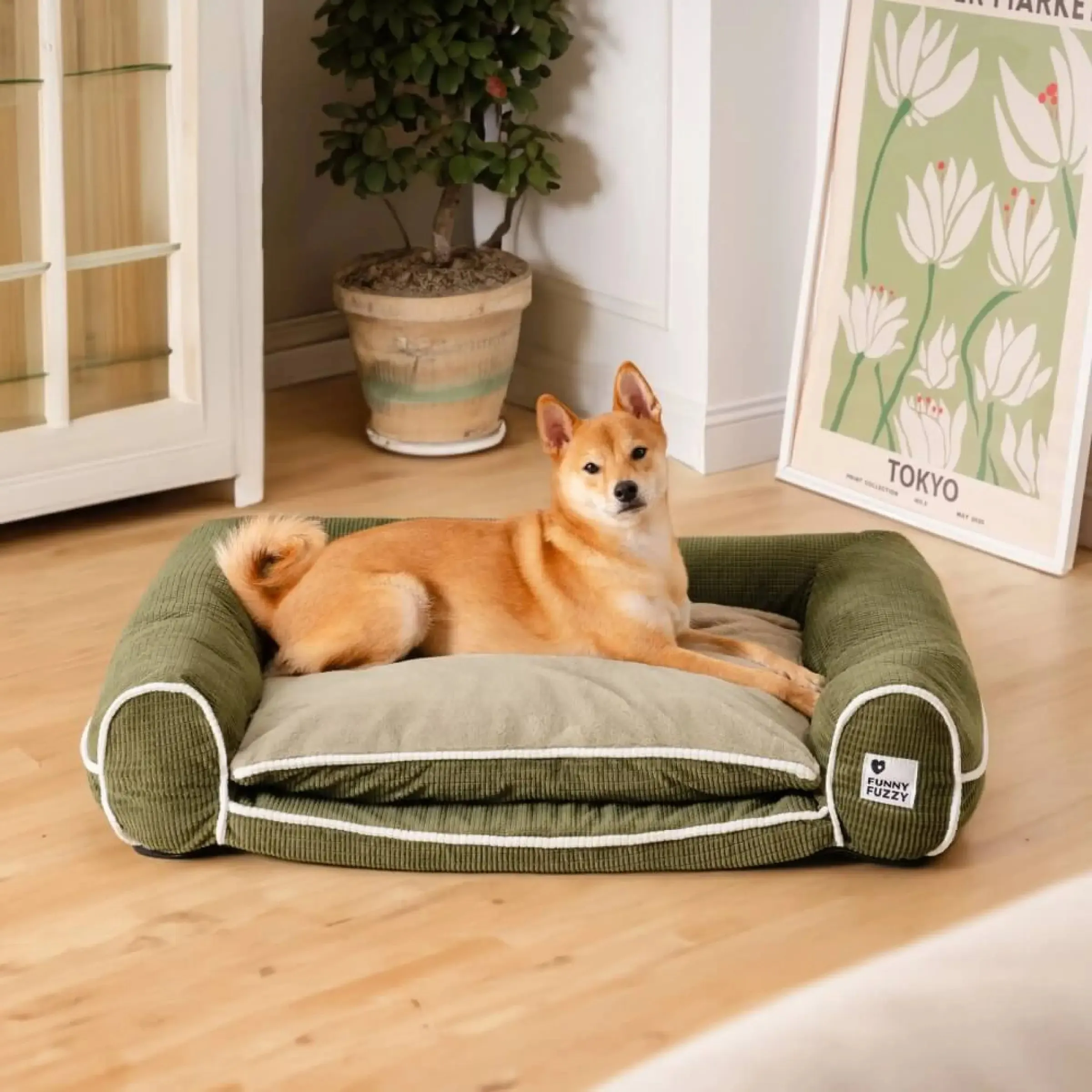 Deluxe flannel double-layer orthopedic dog sofa bed