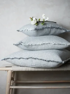 Fringe Linen Cushion Cover Thin Ink Stripe