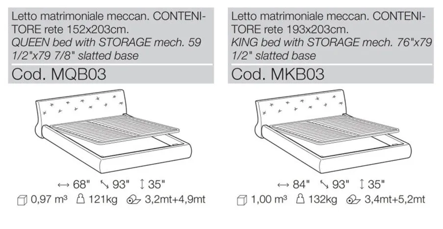 Gina Bed - Storage Bed - in Queen and King size