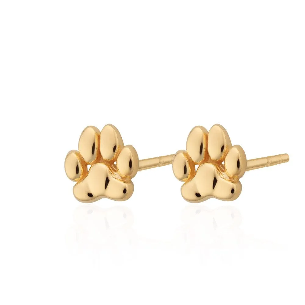 Gold Plated Paw Stud Earrings