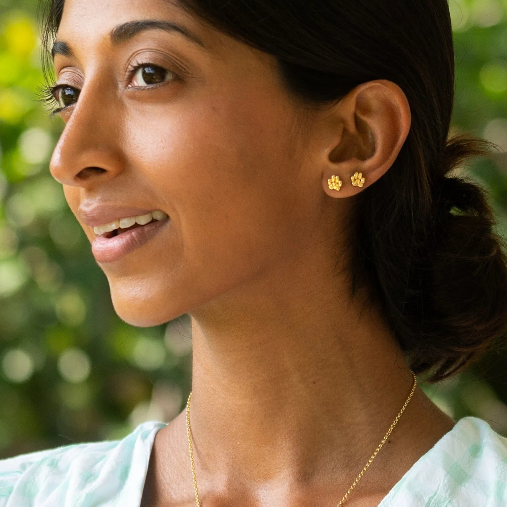 Gold Plated Paw Stud Earrings