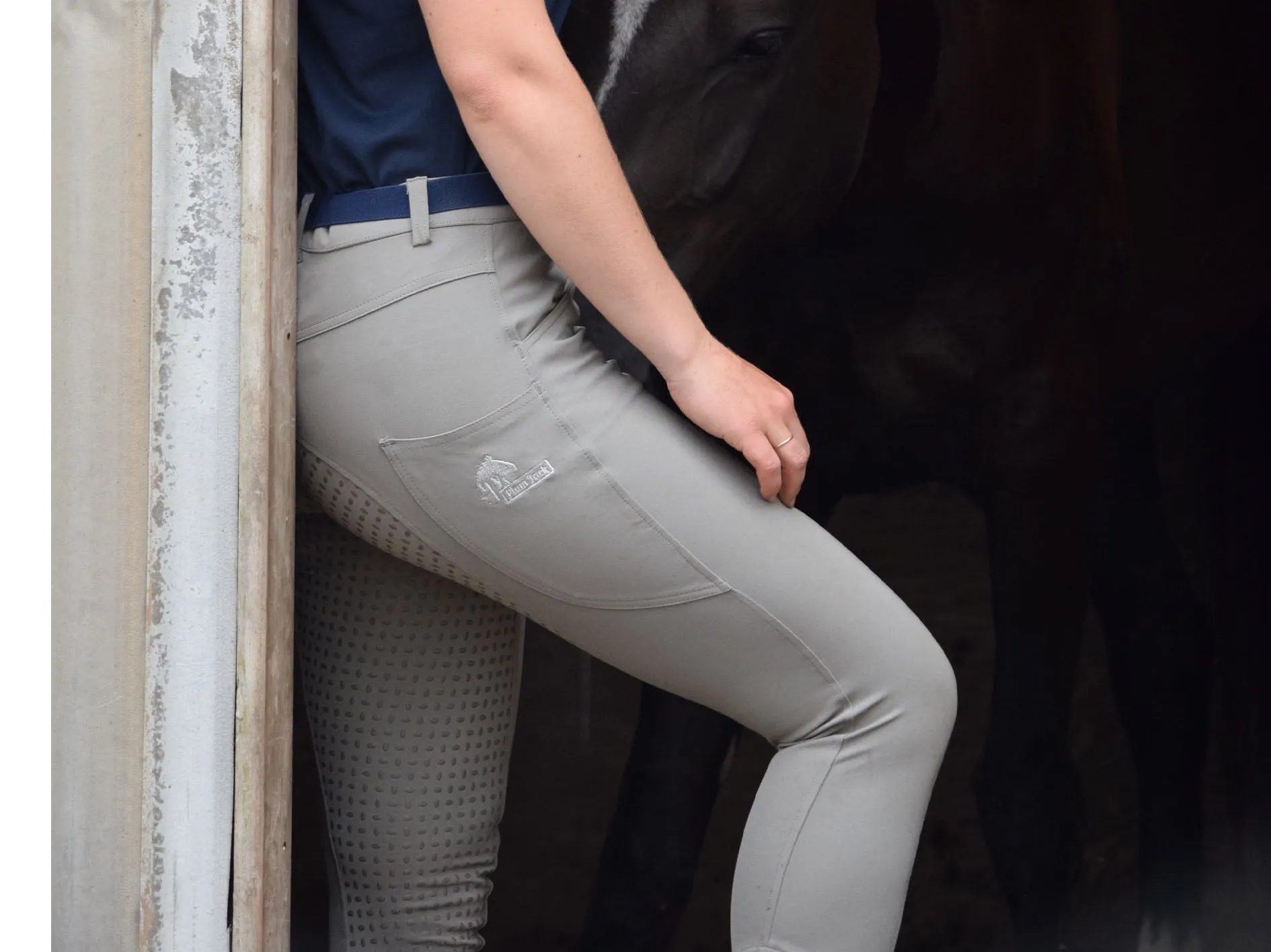 Grey CoolMax Breeches with phone pockets