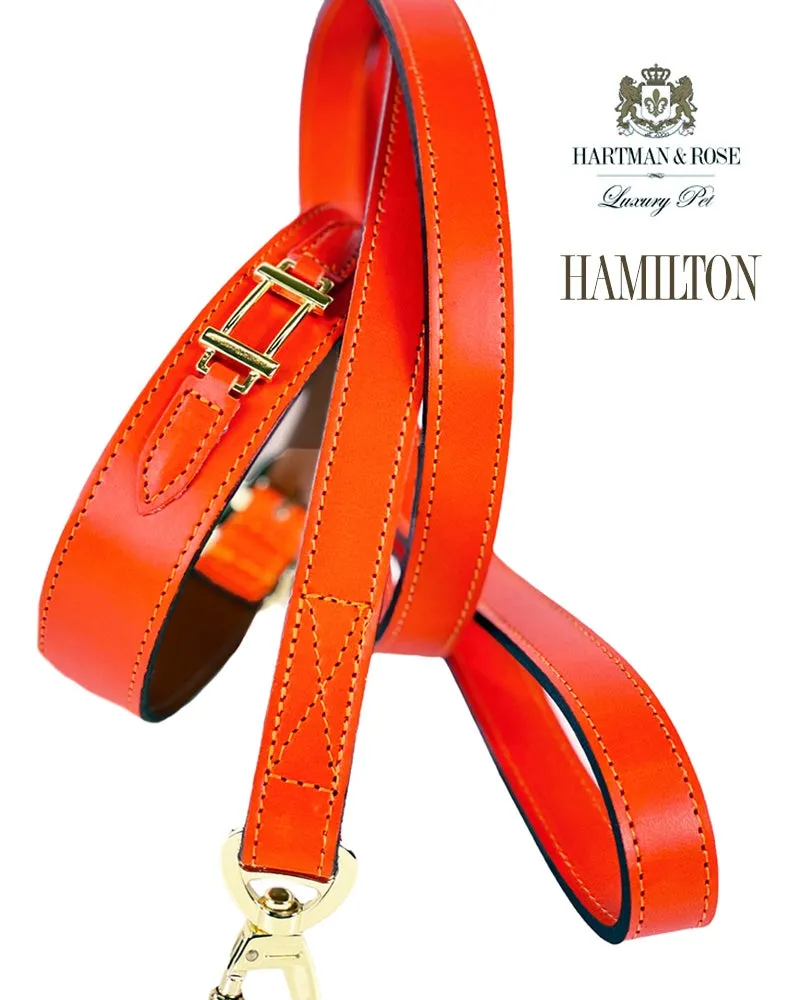 Hamilton Dog Leash in Tangerine & Gold