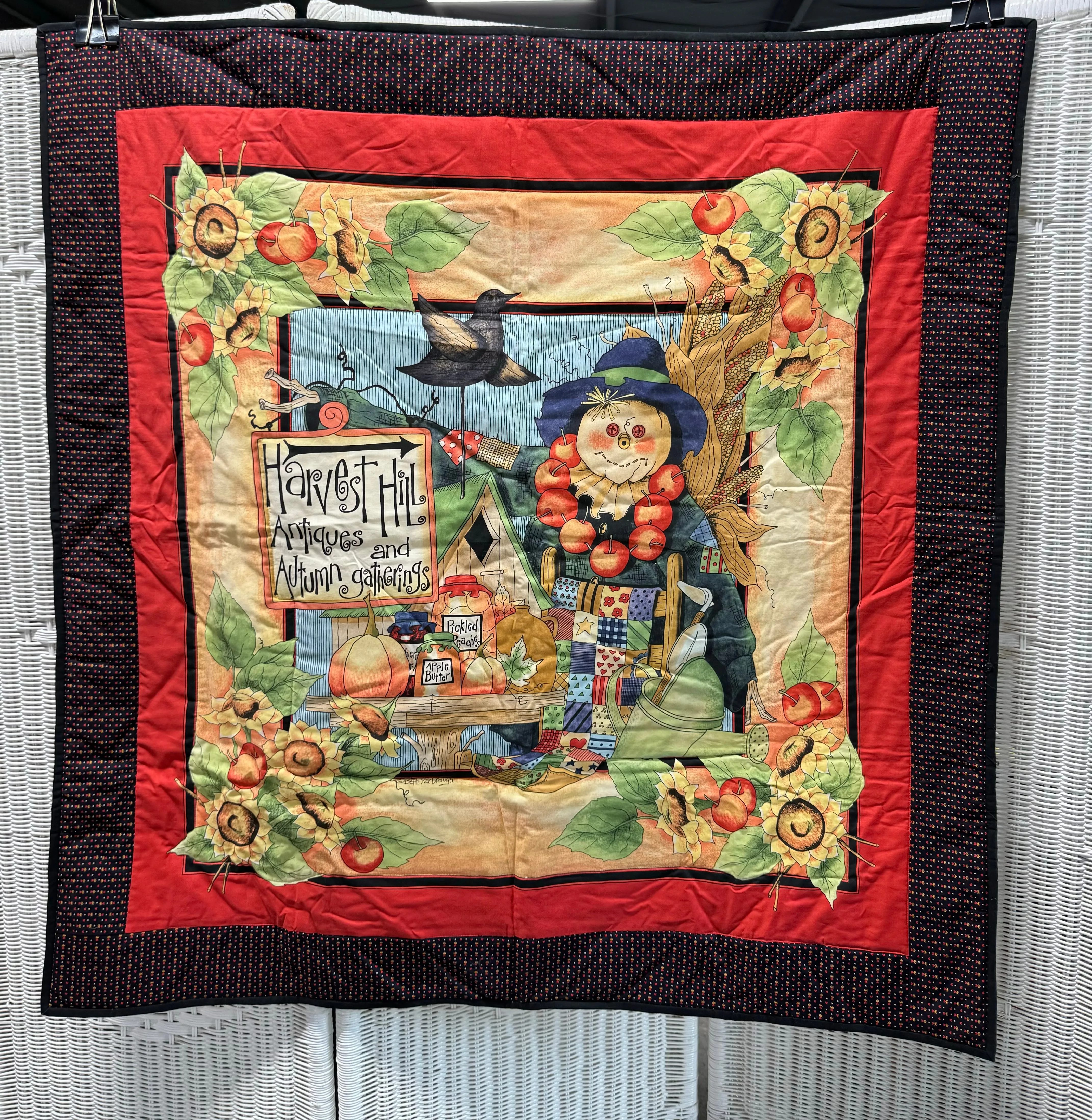 Handmade Harvest Hill Reversible Scarecrow Crib Quilt or Wall Decor