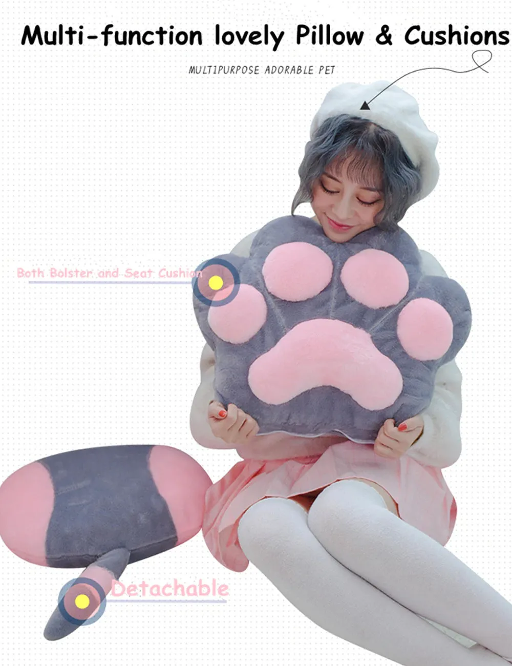 Kawaii Cat Paw Cushion (Pair)