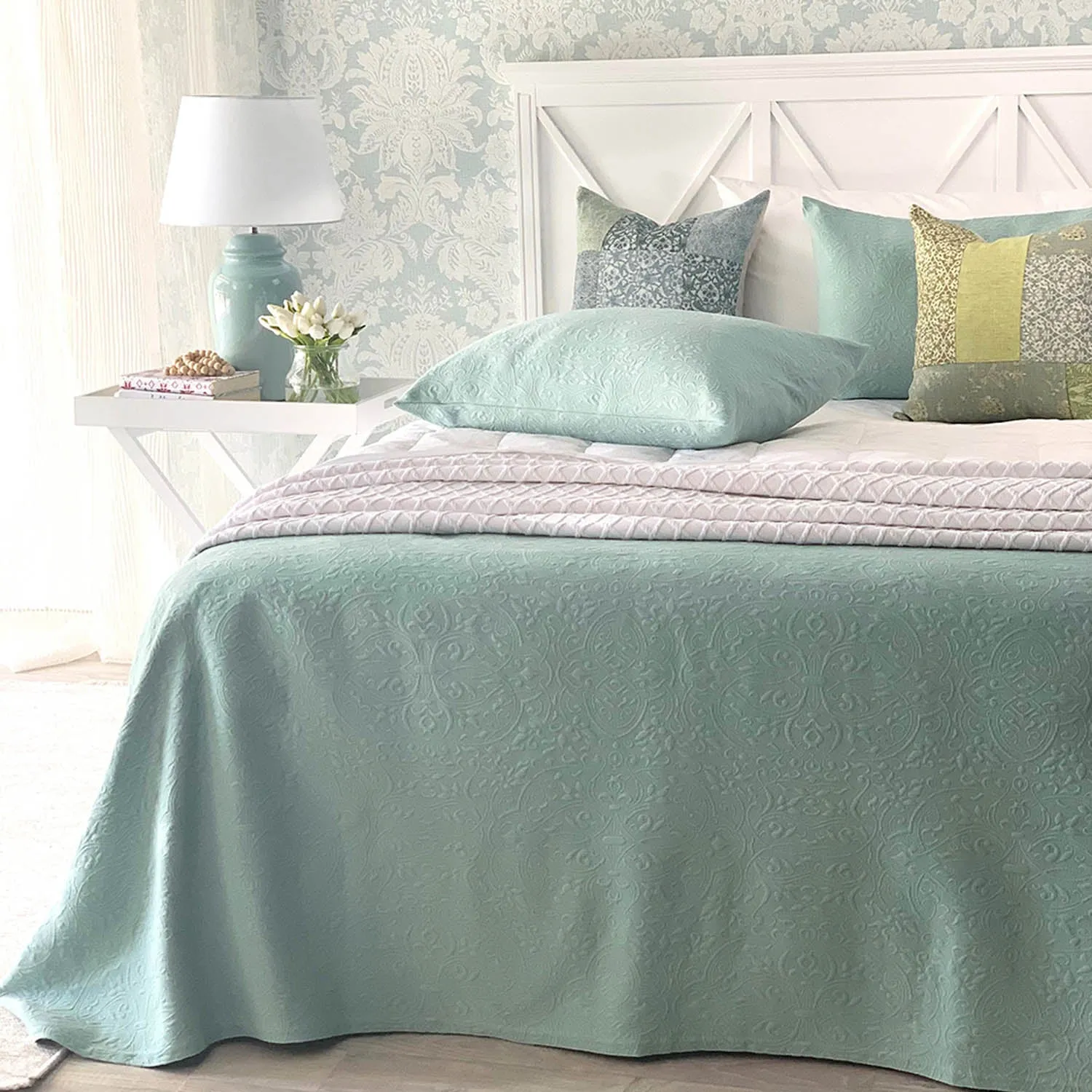 Linensmith Allegra Bedspread Set sage