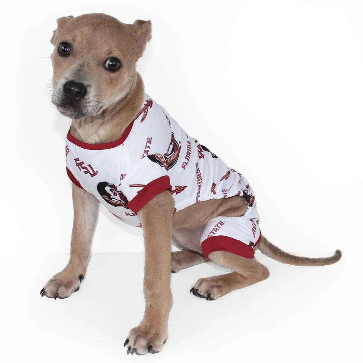 Little Earth Florida State Multi Logo Design Pet PJ's - White/Garnet