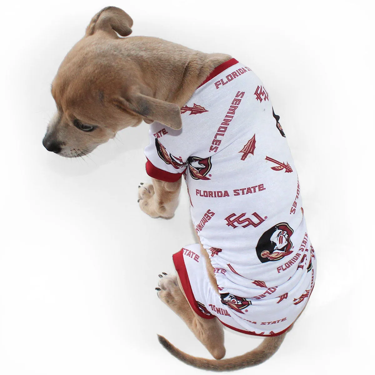 Little Earth Florida State Multi Logo Design Pet PJ's - White/Garnet