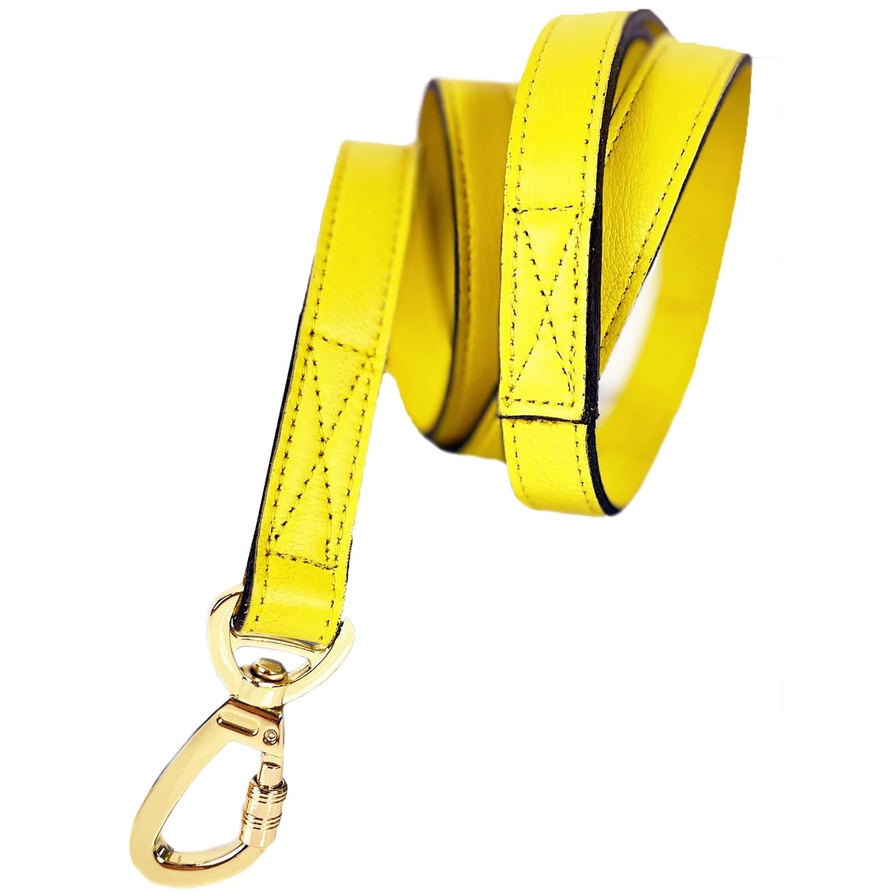 Mayfair Dog Leash in Canary Yellow, Sweet Pink & Gold