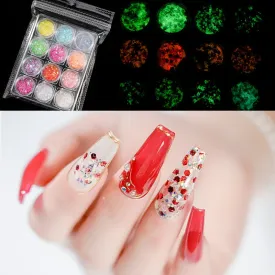 Multicolour Glitter Sequins Nail Art (12 Jars Tray)