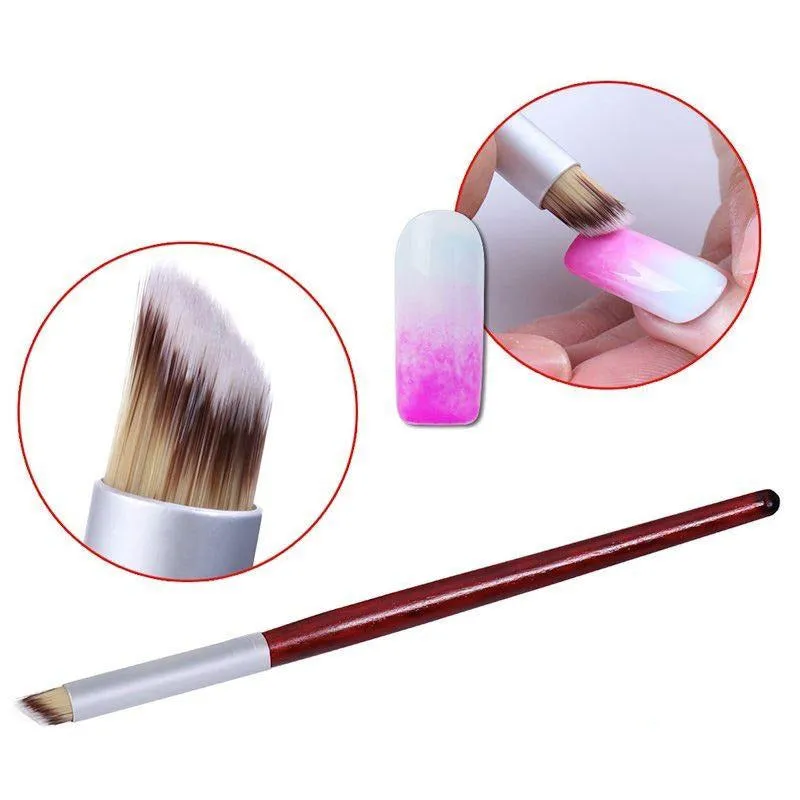 Nail Art Angled Ombre Brush For Powder Colour Mixing