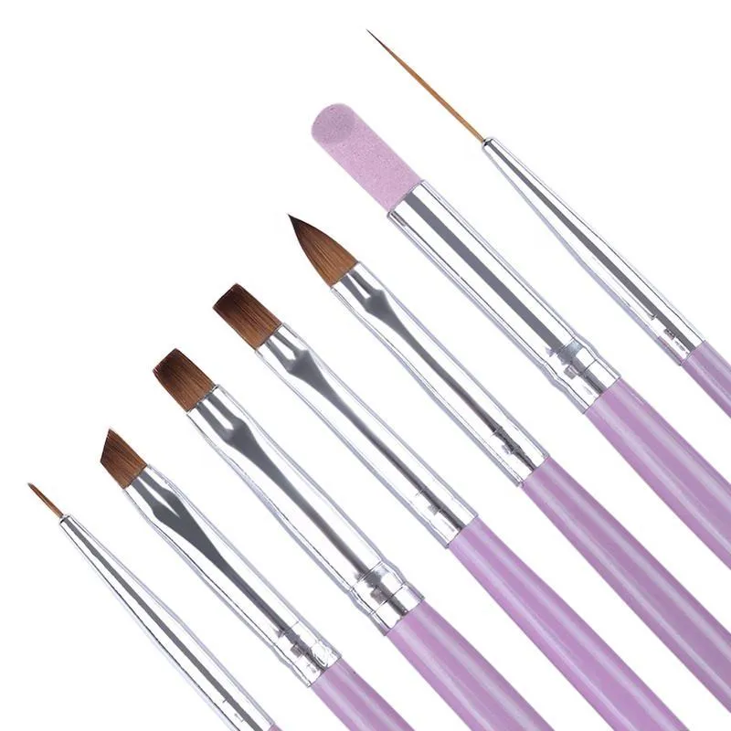 Nail Art Brush Set 7pcs - Lavender