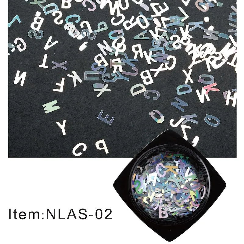 Nail Art Laser Alphabet Sequins