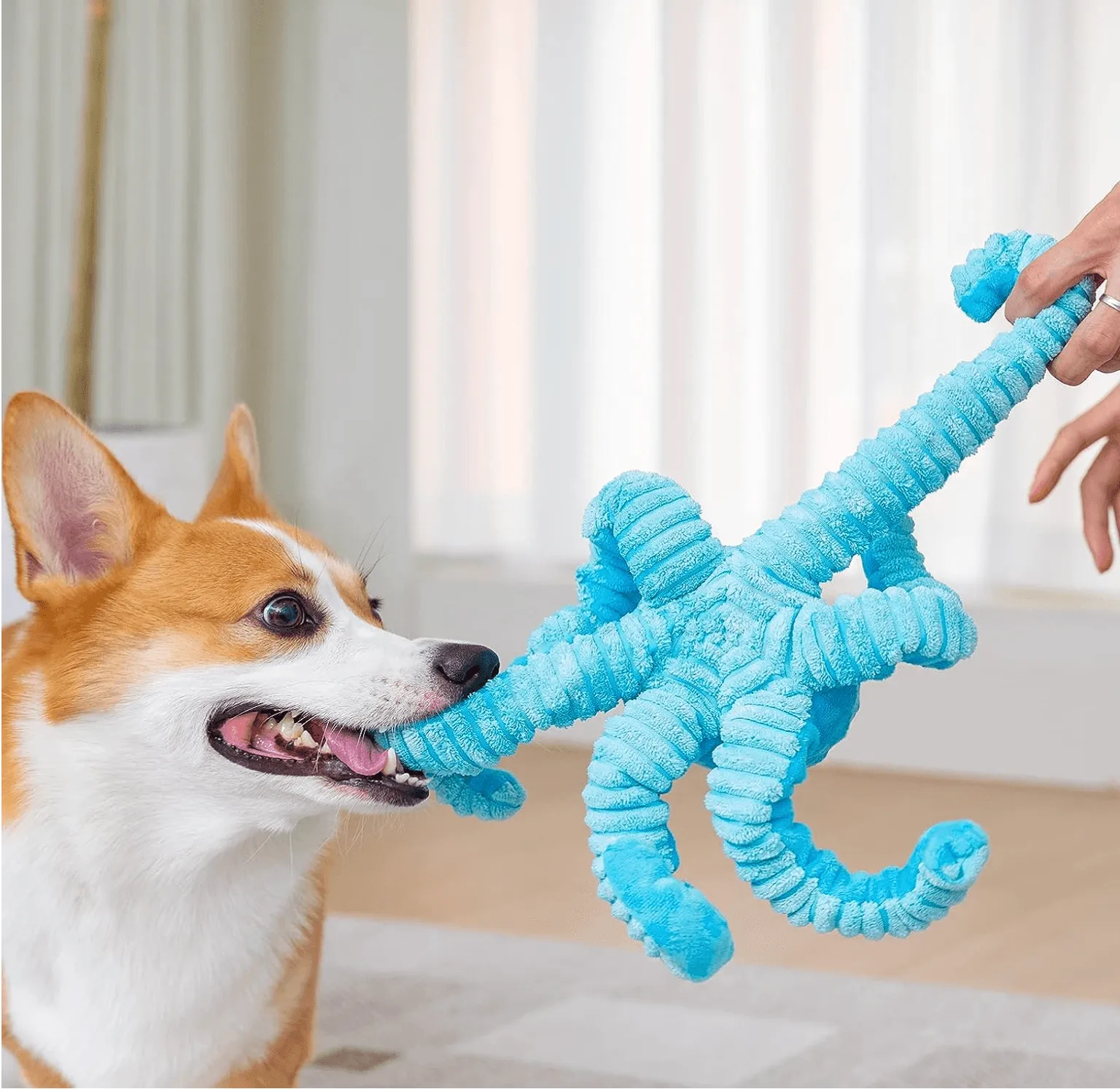 Oceanic Explorer Octopus Plush Chew Toy with Squeaker for Interactive Pet Play and Dental Health