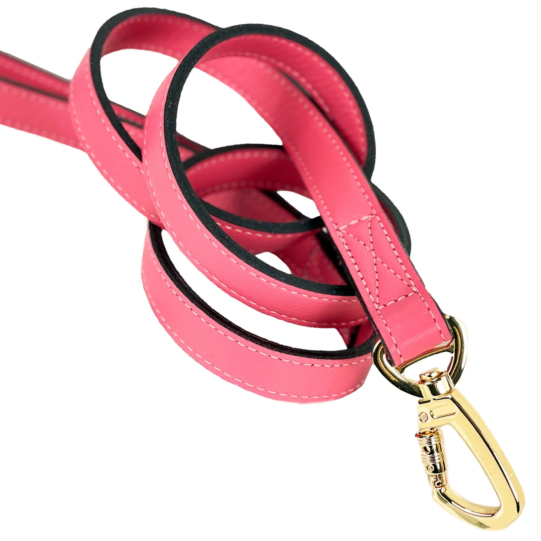 Octagon Dog Leash in Petal Pink  & Gold