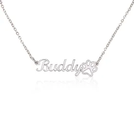 Paw Print Personalized Pet Name Necklace