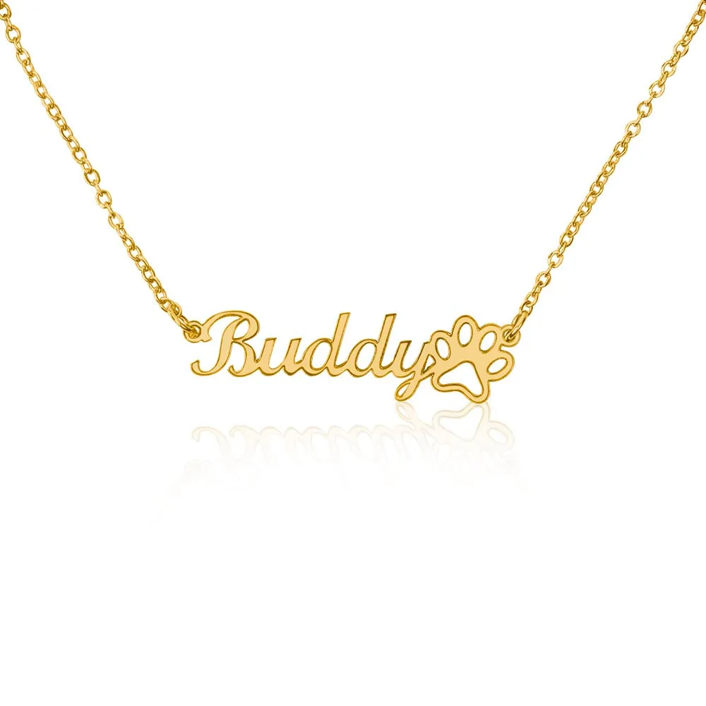 Paw Print Personalized Pet Name Necklace